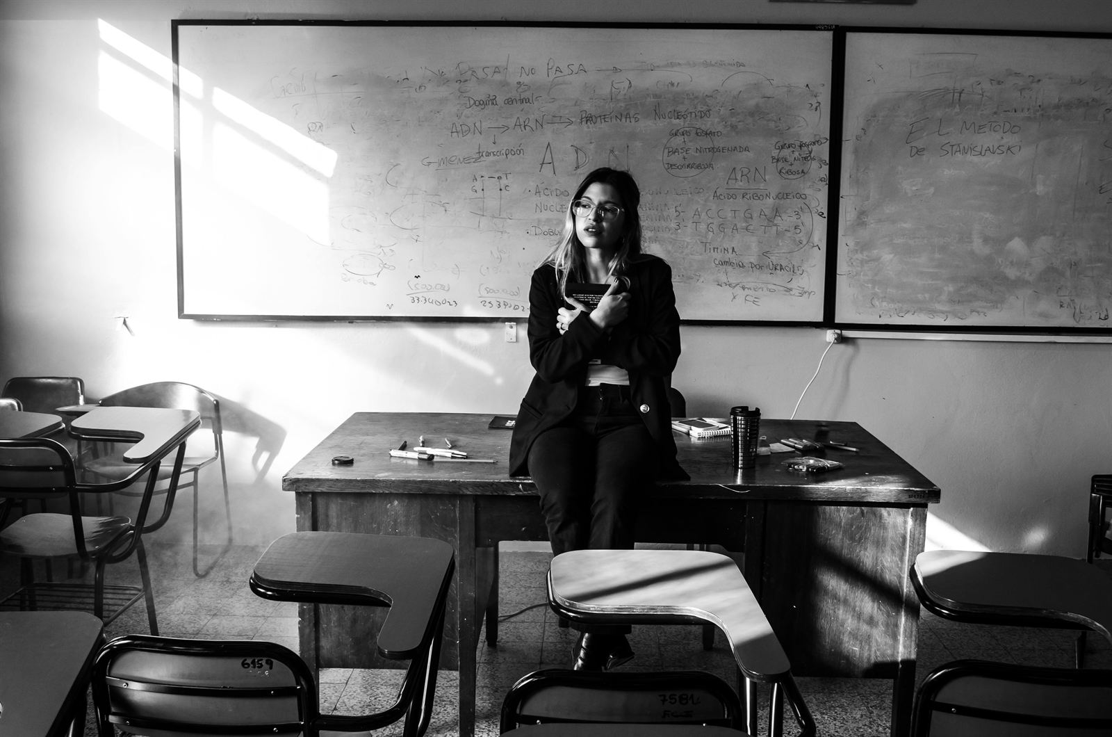 An atmospheric empty classroom